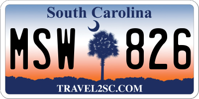 SC license plate MSW826