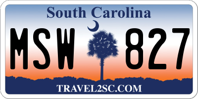 SC license plate MSW827