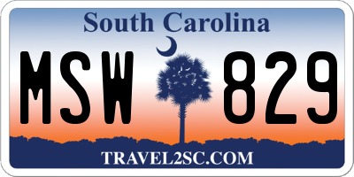 SC license plate MSW829