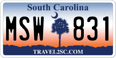 SC license plate MSW831