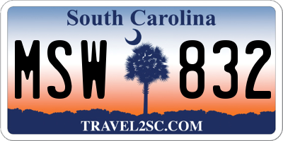 SC license plate MSW832