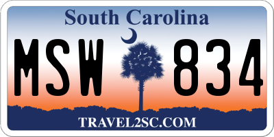 SC license plate MSW834