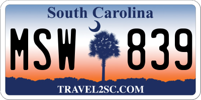SC license plate MSW839