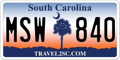 SC license plate MSW840
