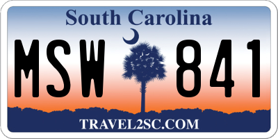 SC license plate MSW841