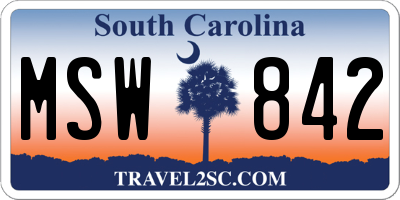 SC license plate MSW842