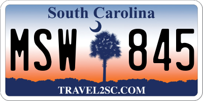 SC license plate MSW845