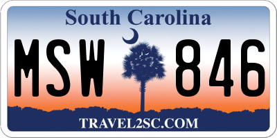 SC license plate MSW846