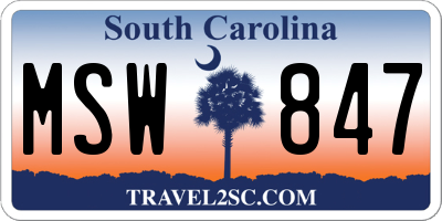 SC license plate MSW847