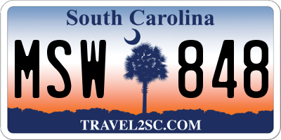 SC license plate MSW848