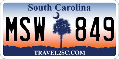 SC license plate MSW849