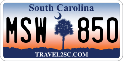 SC license plate MSW850