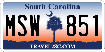 SC license plate MSW851