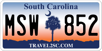 SC license plate MSW852