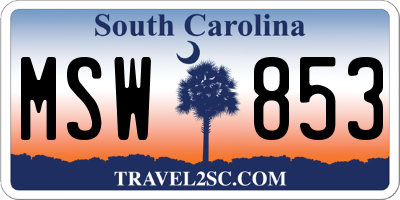 SC license plate MSW853
