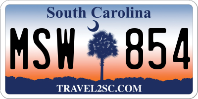 SC license plate MSW854
