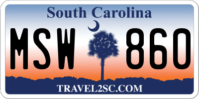 SC license plate MSW860