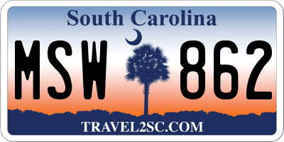 SC license plate MSW862