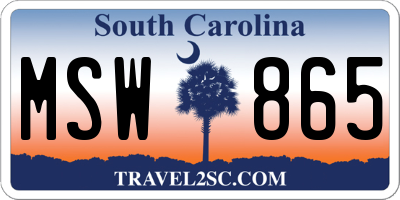 SC license plate MSW865
