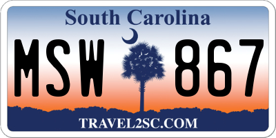 SC license plate MSW867