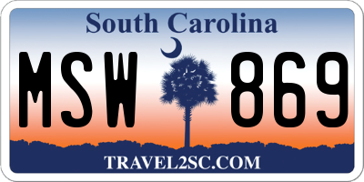 SC license plate MSW869