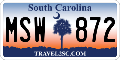 SC license plate MSW872