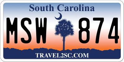 SC license plate MSW874