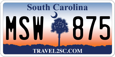 SC license plate MSW875