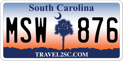 SC license plate MSW876