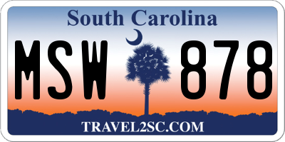 SC license plate MSW878