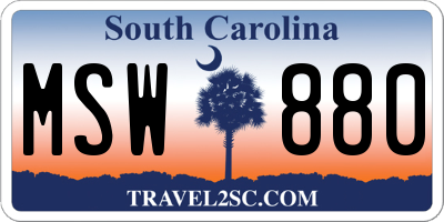 SC license plate MSW880