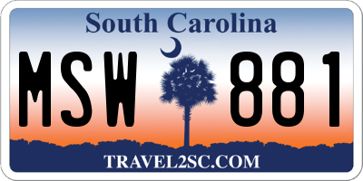 SC license plate MSW881