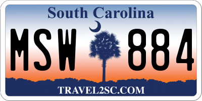 SC license plate MSW884