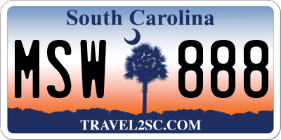 SC license plate MSW888