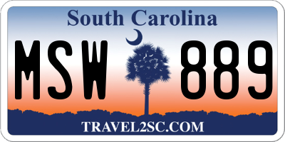 SC license plate MSW889