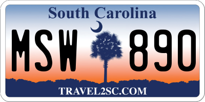 SC license plate MSW890