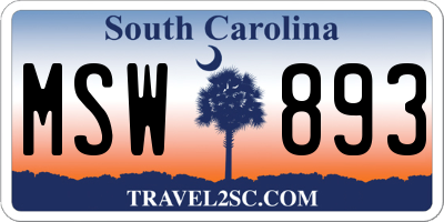 SC license plate MSW893