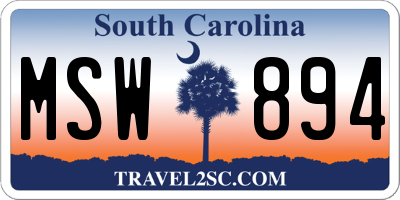 SC license plate MSW894