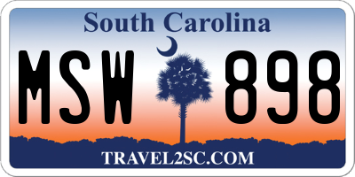 SC license plate MSW898