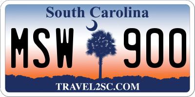 SC license plate MSW900