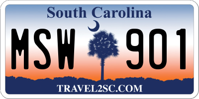 SC license plate MSW901