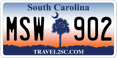 SC license plate MSW902
