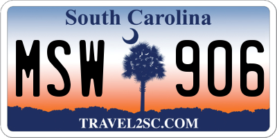 SC license plate MSW906
