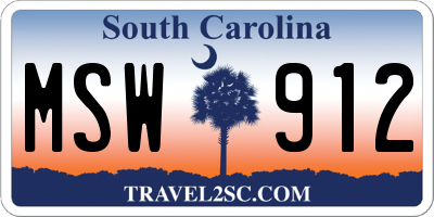 SC license plate MSW912