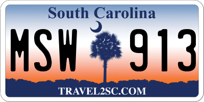 SC license plate MSW913