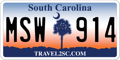 SC license plate MSW914
