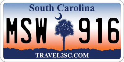SC license plate MSW916