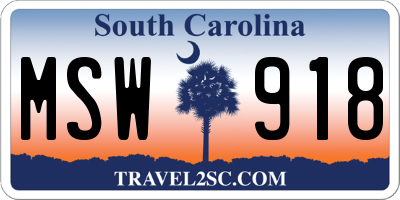 SC license plate MSW918
