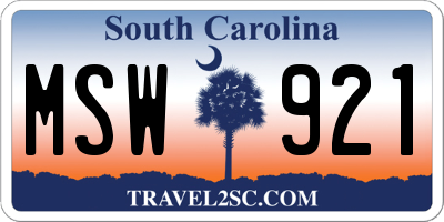 SC license plate MSW921