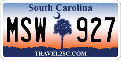SC license plate MSW927